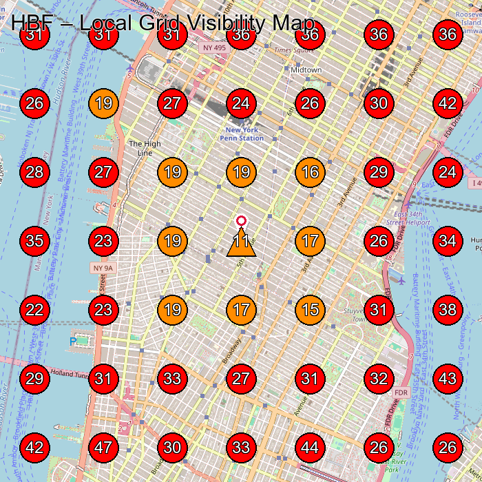 HBF GeoGrid visibility map for Furniture Maker in New York